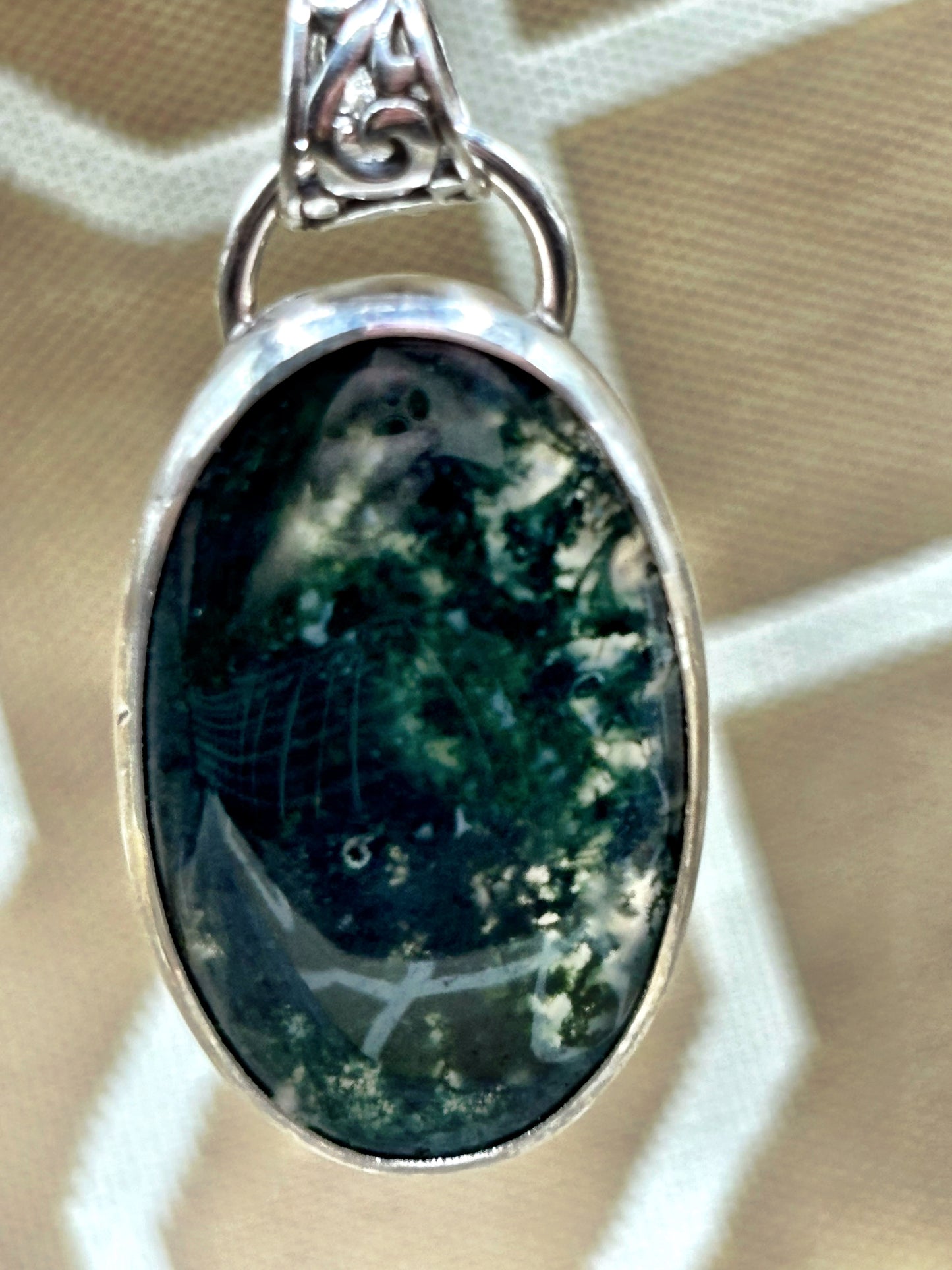 Simple Moss Agate Pendant