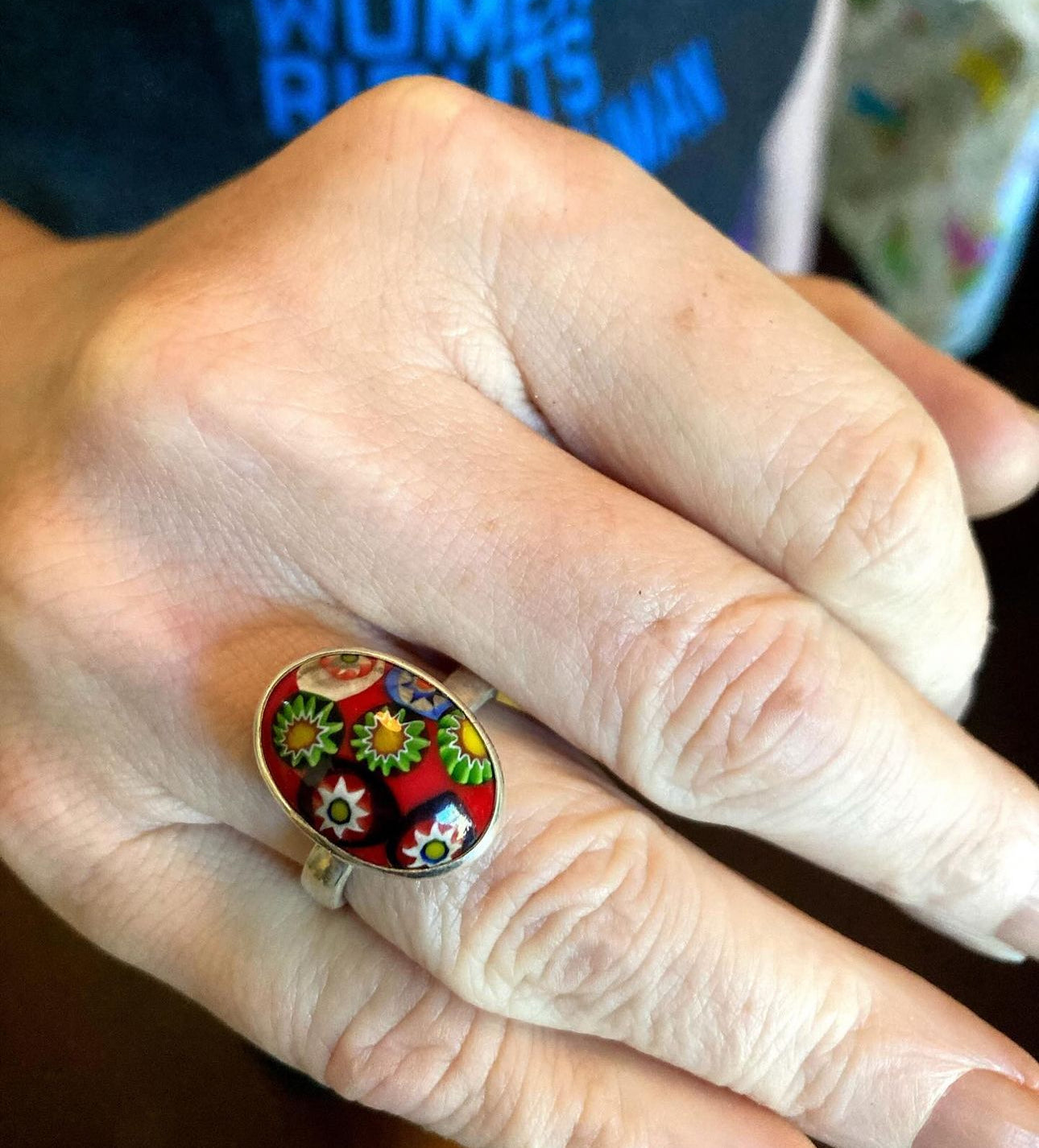 Red Millefiori Ring