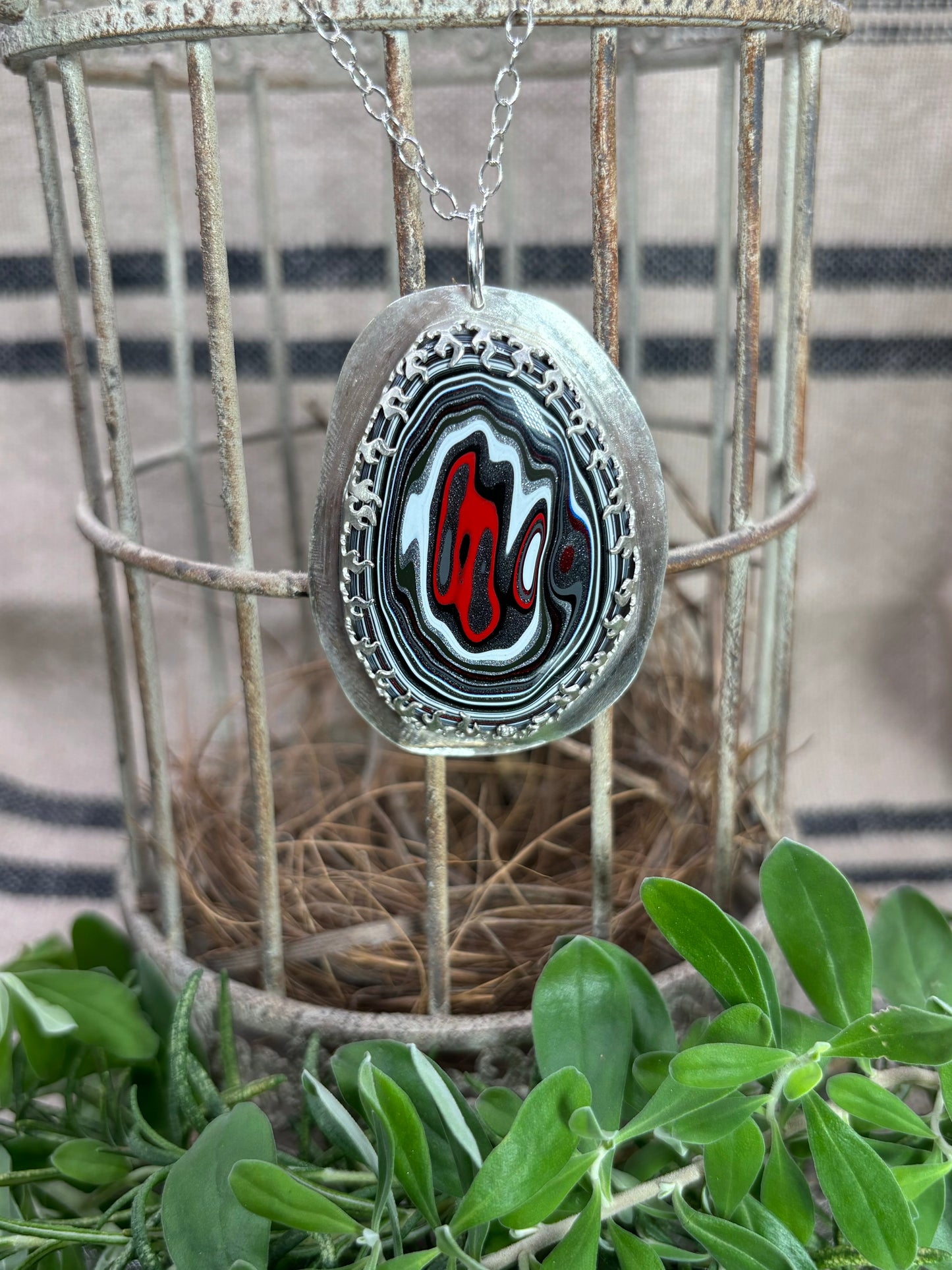 Fordite in Fire Pendant