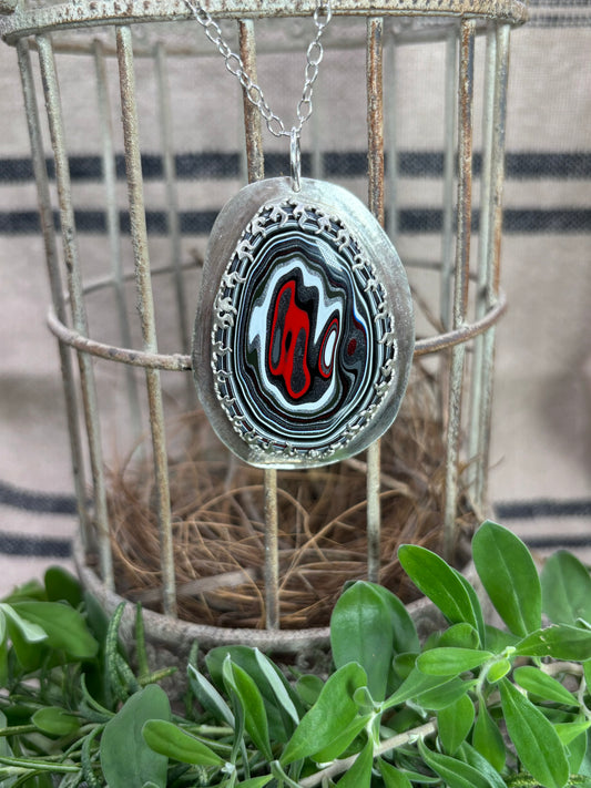 Fordite in Fire Pendant