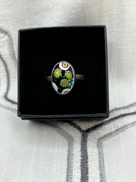 Black Millefiori Ring