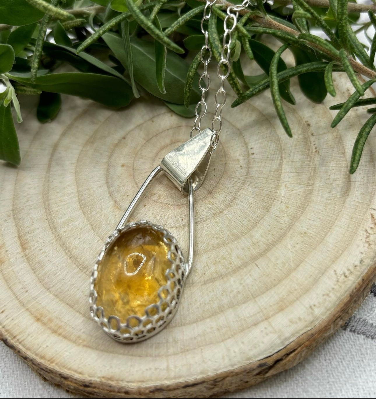 Honeycomb Citrine Pendant