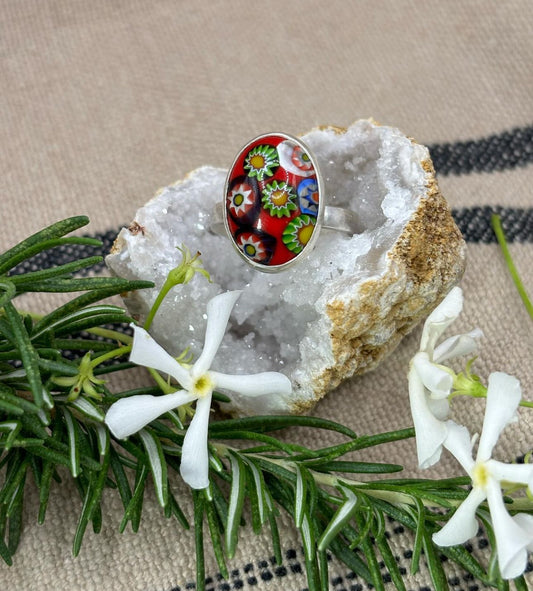 Red Millefiori Ring